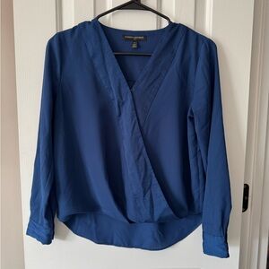 Banana Republic Royal Blue Surplice Blouse - Women's Long Sleeve